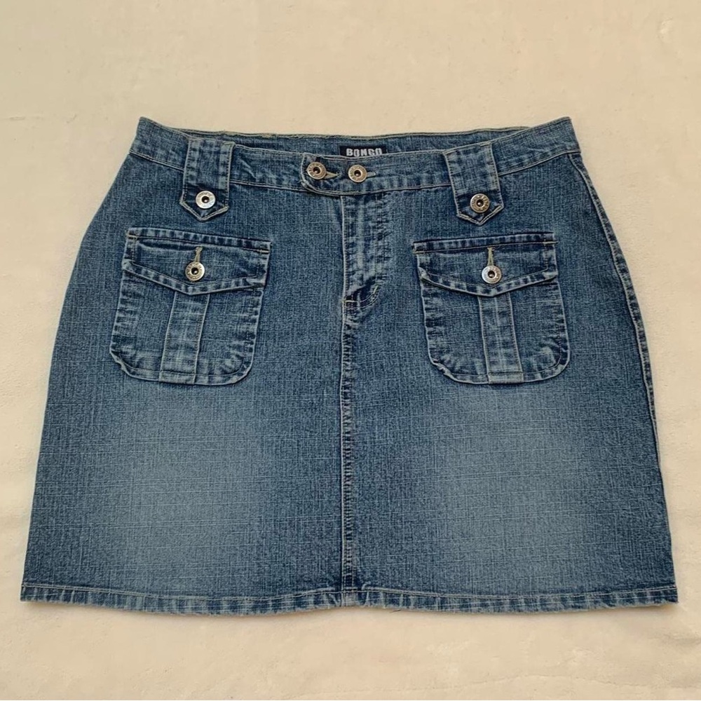 Y2K Bongo Early 2000s Vintage Denim Cargo Style Mini Jean Skirt Size 9